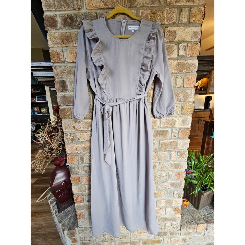 Piper & Scoot M Ruffle Maxi Dress Country Prairie Tie Waist Modest‎ Cottagecore